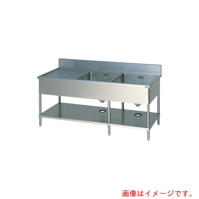 【別途送料あり】マルゼン（Maruzen）　二槽水切シンク（ホース付）　【品番：BSM2186L】