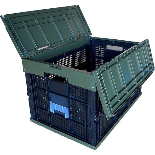 【別途送料あり】松本産業　オリコン　フタ一体型　網目　５０Ｌ　カーキ／ブラック　【2個】　【品番：F50AGBL】
