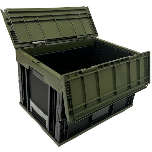 【別途送料あり】松本産業　オリコン　フタ一体型　５０Ｌ　カーキ／ブラック　【2個】　【品番：F50GBL】