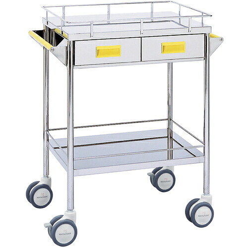 松吉医科器械　マツヨシ　カラー回診車　引出付二段　２０４００００２　【品番：20400002】｜住設プロ　店