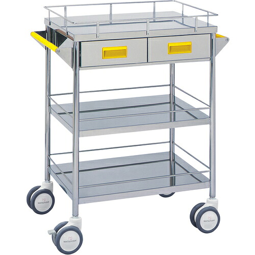 松吉医科器械　マツヨシ　カラー回診車　引出付三段　２０４００２０６　【品番：20400206】｜住設プロ　店