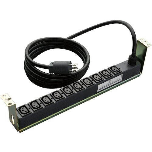 明工社（M.K.S.） １９in仕合わせ横初っ切り用段付金具付２００Ｖ差し込み（Ｃ１３Ｘ１０） ＶＣＴ３ｍＬ６－２０Ｐ繋ぎ付 【品番：ME8665TA3】