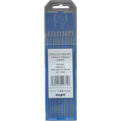 【別途送料あり】マイト工業（might）　セリウム入電極１．６ｍｍ&times;１５０ｍｍ（１０本）　【品番：TG-151S】｜住設プロ　店