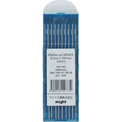 マイト工業（might）　セリウム入電極２．４ｍｍ×１５０ｍｍ（１０本）　【品番：TG-152S】