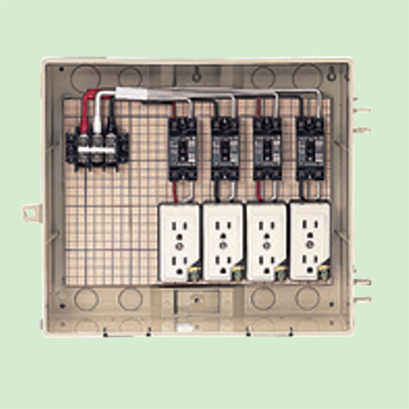 未来工業　屋外電力用仮設ボックス（漏電しゃ断器・分岐ブレーカ・コンセント内蔵）　【品番：13-4CTBT】