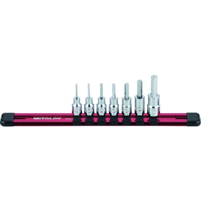 水戸工機　ミトロイ　1/4（6.35mm） ヘックスソケット スタンダードタイプ ホルダーセット 7コマ 8点セット　【品番：HH208M】