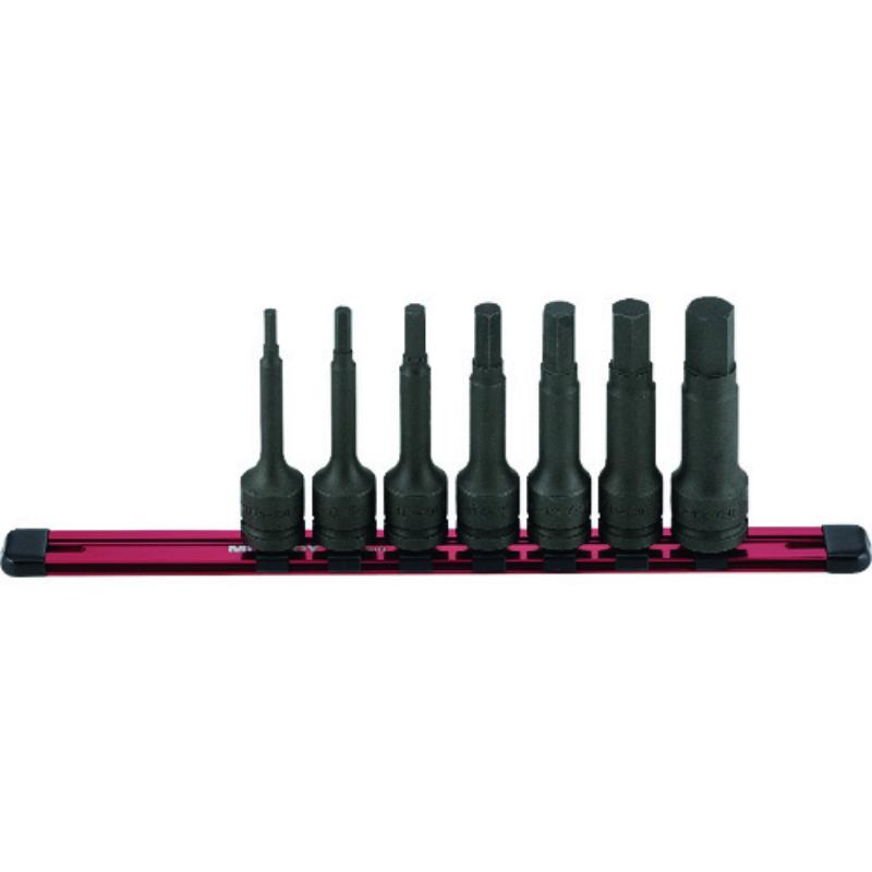 水戸工機 ミトロイ 1/2(12.7mm) ヘックスソケット ロング パワータイプ ホルダーセット 7コマ 8点セット 【品番:HPH408ML-100】|住設プロ 店