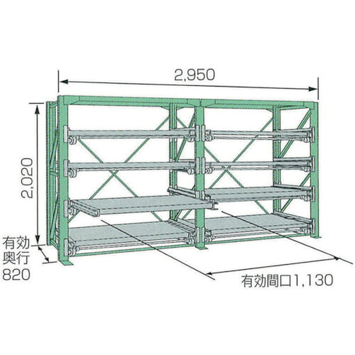 【別途送料あり】ムラテックKDS　スライドラックＳＳＲ１０－２０１２－４ＦＴＲ　【品番：SSR10-2012-4FTR】