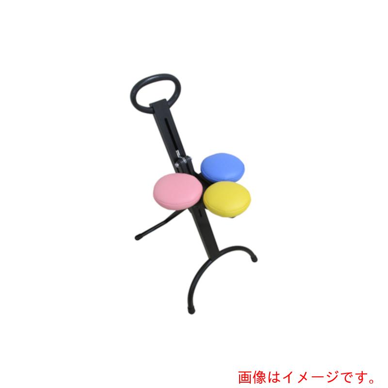 睦技研（MUTSUMI）　高さ無段階調整式　折畳み作業チェア　ムースチールチェアー　スリーカラークッション白塗装仕様　【品番：MU-0022WH-B/P/Y】