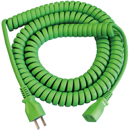 【別途送料あり】長岡特殊電線　カーリータップ　緑　最大３ｍ　抗菌　【品番：EC-03GR】