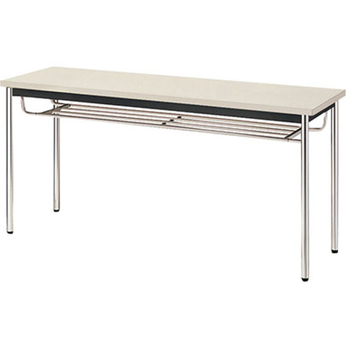 【別途送料あり】ナイキ（NAIKI）　ミーティングテーブル（棚付）　ＫＭ型／天板：ホワイト／Ｗ１５００×Ｄ４５０×Ｈ７００　【品番：KM1545T-WH】