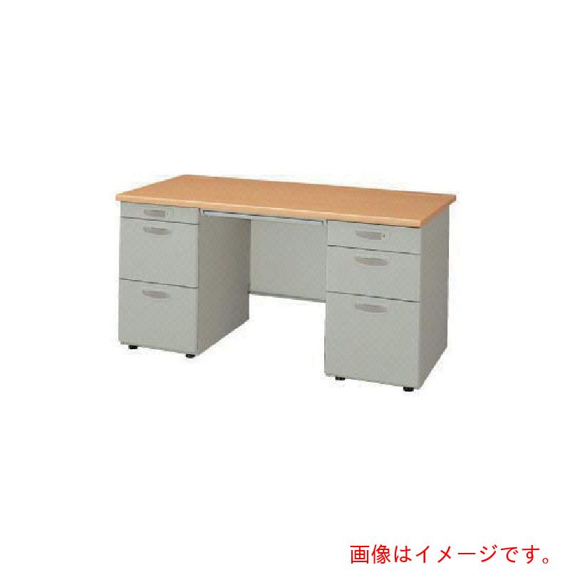 【別途貨物輸送あり】ナイキ（NAIKI） 両袖事務机 ＮＥＤ型／天板：ライトバーチ肌理 本体：ウォーム白いこと／Ｗ１４００×Ｄ７００×Ｈ７００ 【品番：NED147BC-AWL】