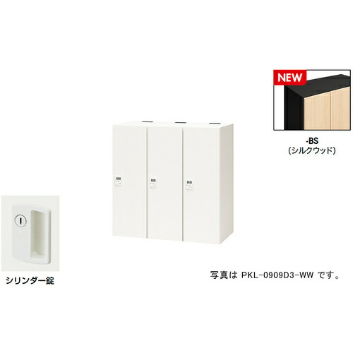 【別途貨物輸送あり】ナイキ（NAIKI） 個人的ロッカー（３人用） 隠し ＰＫＬ型／扉：地絹白木 本体：黒いこと／Ｗ９００×Ｄ４５０×Ｈ９００ 【品番：PKL-09093-BS】