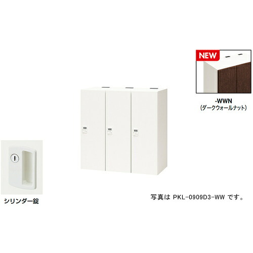 【別途送料あり】ナイキ（NAIKI）　パーソナルロッカー（３人用）　ポッケ　ＰＫＬ型／扉：ダークウォールナット　本体：クリアーホワイト／Ｗ９００×Ｄ４５０×Ｈ９００　【品番：PKL-09093-WWN】