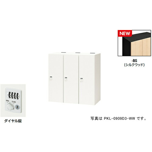 【別途貨物輸送あり】ナイキ（NAIKI） 個人的ロッカー（３人用） 隠し ＰＫＬ型／扉：絹地木材 本体：黒いこと／Ｗ９００×Ｄ４５０×Ｈ９００ 【品番：PKL-0909D3-BS】
