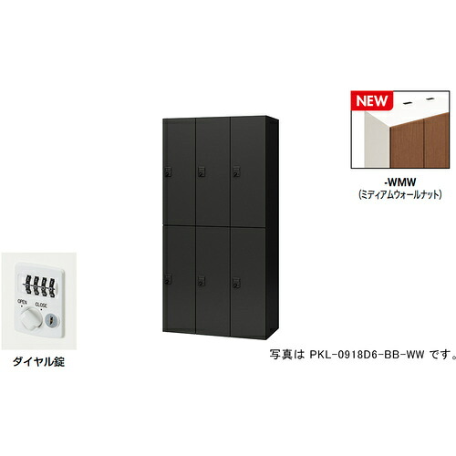 【別途貨物輸送あり】ナイキ（NAIKI） 個人的ロッカー（６人用） 隠し ＰＫＬ型／扉：ミディアムウォールナット 本体：せつ然たる白いこと／Ｗ９００×Ｄ４５０×Ｈ１８００ 【品番：PKL-0918D6-WMW】