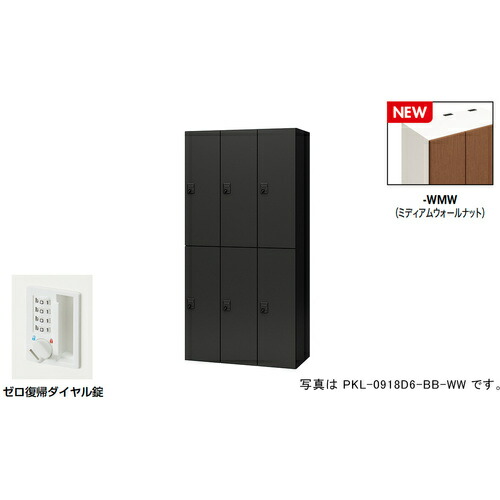 【別途貨物輸送あり】ナイキ（NAIKI） 個人的ロッカー（６人用） 隠し ＰＫＬ型／扉：ミディアムウォールナット 本体：せつ然たる白いこと／Ｗ９００×Ｄ４５０×Ｈ１８００ 【品番：PKL-0918DR6-WMW】