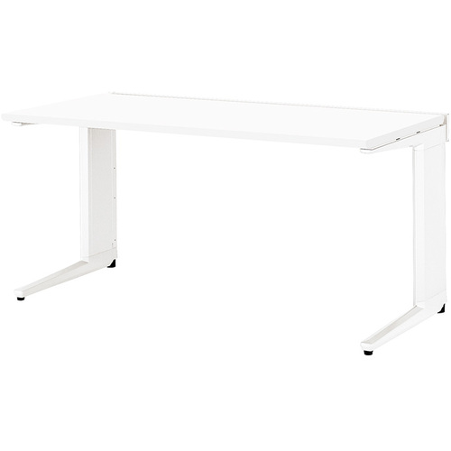 【別途送料あり】ナイキ（NAIKI）　平デスク　トリアス　ＴＲ型／天板：ホワイト　本体：クリアーホワイト／Ｗ１４００×Ｄ７００×Ｈ７２０　【品番：TRH147F-WH】