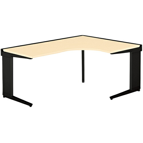 【別途貨物輸送あり】ナイキ（NAIKI） 細工物事務机（右用） トリアス ＴＲ型／天板：絹地白木 本体：黒いこと／Ｗ１６００×Ｄ１２００×Ｈ７２０ 【品番：TRH1612CTR-BS】