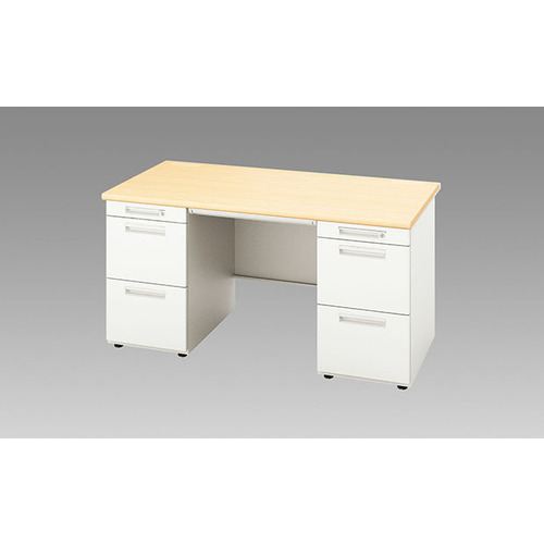 【別途送料あり】ナイキ（NAIKI）　両袖デスク　ＸＥＤ型／本体：クリアーホワイト　天板：シルクウッド／Ｗ１５００×Ｄ７００×Ｈ７００　【品番：XED157CC-WS】