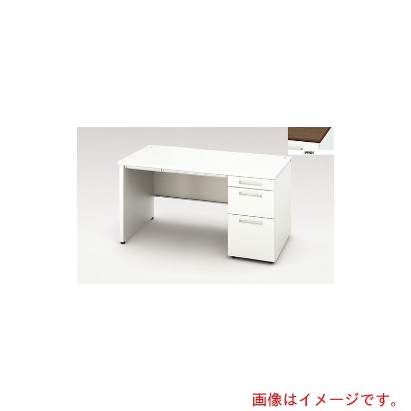 【別途送料あり】ナイキ（NAIKI）　片袖デスク（パネル脚）　ＸＥＨＨ型／天板：ダークウォールナット　本体：クリアーホワイト／Ｗ１４００×Ｄ７００×Ｈ７２０　【品番：XEHH147BP-WWN】