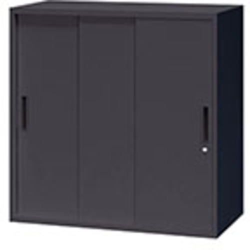【別途送料あり】ナイキ（NAIKI） スチール引違い書庫（３枚扉） ＣＷ型収納庫（ブラックタイプ） 【品番：CW-0909H3-BB】