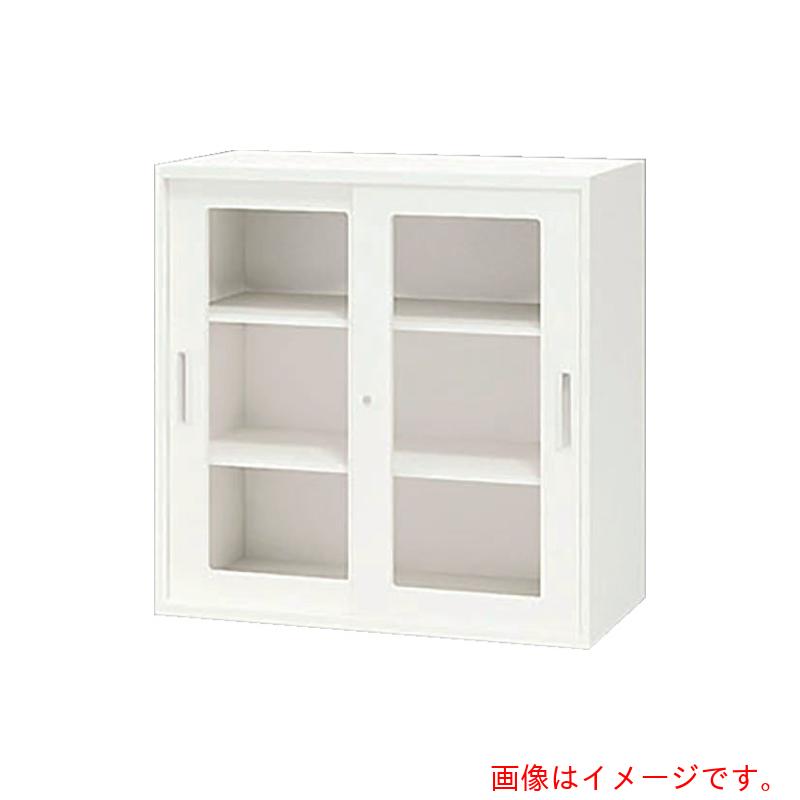 【別途貨物輸送あり】ナイキ（NAIKI） 納める庫 ＣＷ型 硝子両開き書庫 Ｗ８９９×Ｄ４５０×Ｈ９００ 【品番：CW-0909KG-WW】