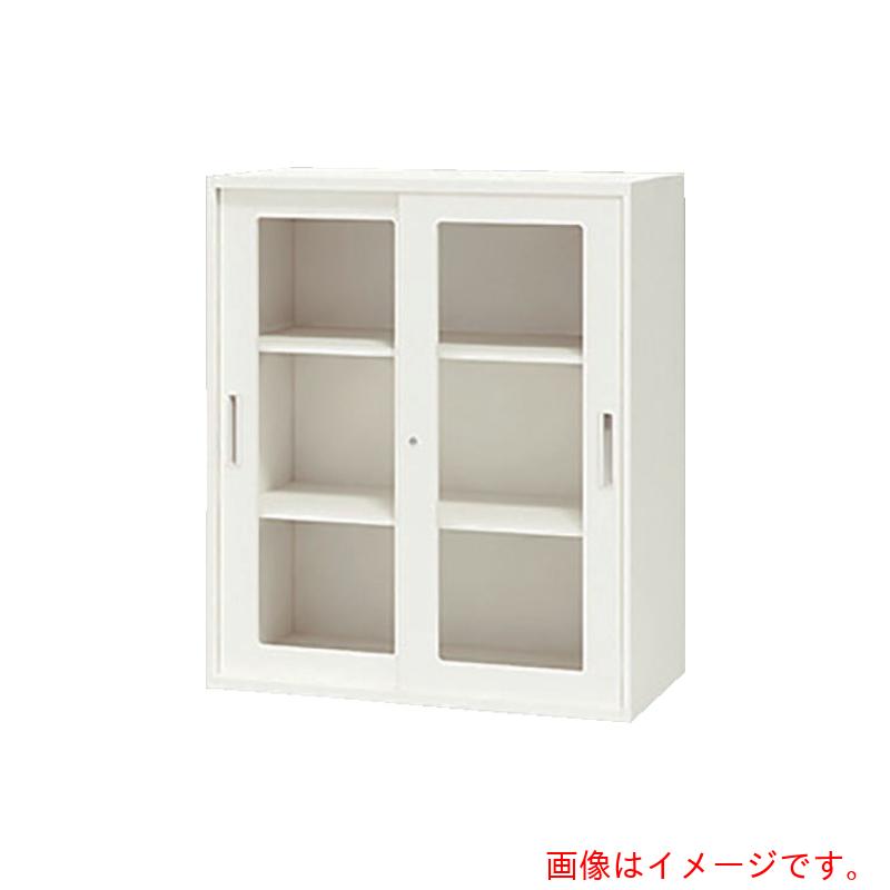 【別途貨物輸送あり】ナイキ（NAIKI） 納める庫 ＣＷＳ型 硝子引違い書庫 Ｗ８００×Ｄ４００×Ｈ１０５０ 【品番：CWS-0811HG-WW】