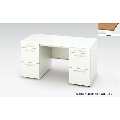 【別途送料あり】ナイキ（NAIKI）　両袖デスク（ロングストローク　ＸＥＨＨ型／天板：ミディアムウォールナット　本体：クリアーホワイト／Ｗ１６００×Ｄ７００×Ｈ７２０　【品番：XEHH167HH-WMW】