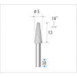 ナカニシ チタン厚地の外套超硬切断機 テーパー先丸型 ダブル取りすてる φ５×１２．７×軸φ３ １４° 【品番：21253】