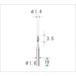 ナカニシ　超硬カッター　５本入　雫テーパー型　シングルカット　φ１．４×３．５×軸φ１．６　【品番：22091】