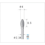 ナカニシ　超硬カッター　楕円型　ダブルカット　φ４×８．５×軸φ２．３４　【品番：23410】