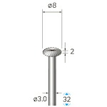 ナカニシ ハイスピード鋼切断機 ソロバン型 φ８×２×軸φ３ 【品番：31181】