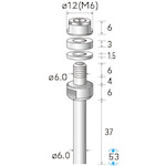 ナカニシ アーバー ねじ径φ６×軸φ６ 【品番：37065】