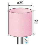 ナカニシ　軸付砥石　１０本入　円筒型　φ２５×２５×軸φ６　ＷＡ　＃６０　【品番：42857】