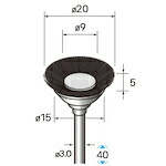 ナカニシ 馬毛毛はらい ベベル ３本入 φ２０×５×軸φ３ 捉え所の無い 【品番：50228】