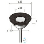 ナカニシ 馬毛毛はらい ベベル ３本入 φ２５×６×軸φ３ 捉え所の無い 【品番：50229】