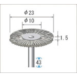ナカニシ 硬鋼針金毛はらい １０本入 車輪型 φ２３×１．５×軸φ３ 線φ０．１ 【品番：50444】
