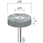 ナカニシ 砥粒入り口・入口ナイロン毛はらい ５本入 車輪型 φ２５×４×軸φ３ 線φ０．４ ＃２４０ 【品番：50816】