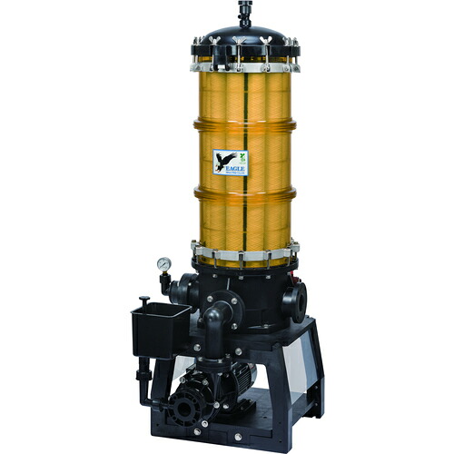 【別途送料あり】日本フイルター（NiF）　ポンプ付き樹脂製ろ過機　「ＥＧＬＥ－４５－Ａ－６－Ｔ」　～３００００Ｌ／ｈ　（中が見える透明）　７５０ｍｍ１５本用　６０Ｈｚ　【品番：EGLE-45-A-6-T】