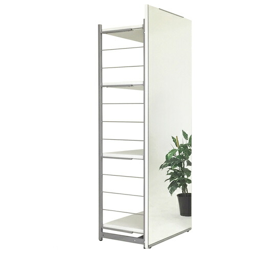【別途送料あり】日本住器工業　間仕切り収納ラック　幅６０ｃｍ　背面ミラータイプ　アイボリー　【品番：R-60PM IV】