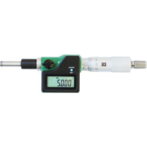 新潟精機　ＳＫ　デジタルマイクロメータヘッド　測定範囲０～２５ｍｍ　ストレートステム　先端平面　【品番：QEM403-25F】