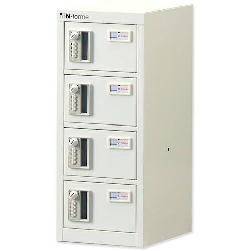 仁張仕立て上げる所（ニンバリ） 価値高い品ロッカー （１列４段）暗証電話番号錠 【品番：NKBA-0104】