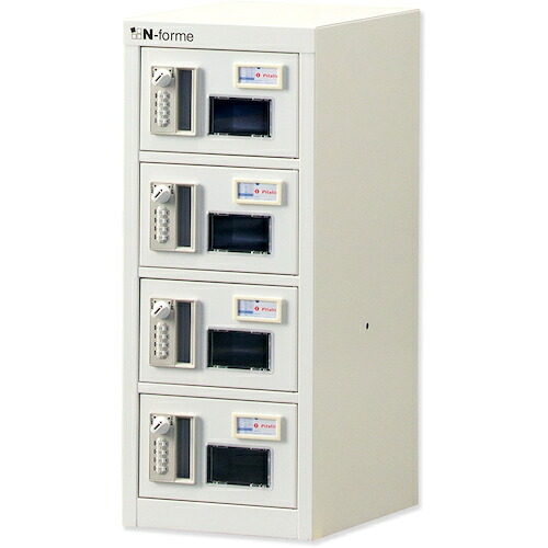 仁張仕立て上げる所（ニンバリ） 価値高い品ロッカー（１列４段）窓付暗証電話番号錠 【品番：NKBA-0104W】