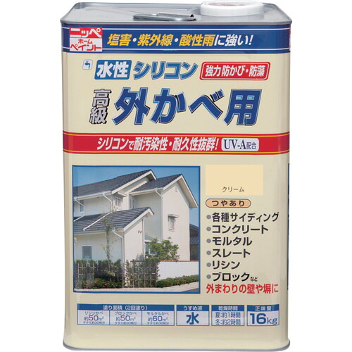 ニッペホームプロダクツ　水性シリコン外かべ用　１６ｋｇ　クリーム　ＨＷＢ１０４－１６　【品番：4976124145414】