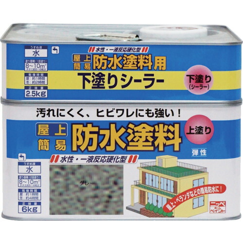ニッペホームプロダクツ　水性屋上防水塗料セット　８．５ｋｇ　グレー　ＨＵＰ００２－８．５　【品番：4976124246142】