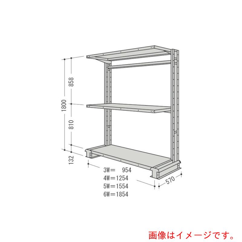 【別途送料あり】日本ファイリング　スチール製軽中量ボルトレス棚　キャンチラック単式増結１連　間口９５４×奥行５７０×高さ１８００ｍｍ　階段数３段　【品番：CR63S-S3B】