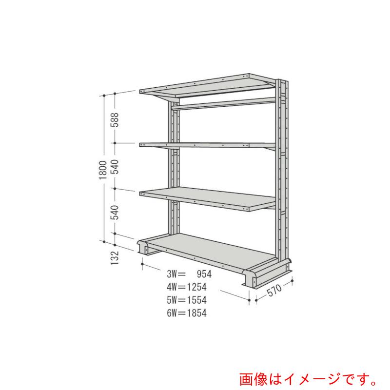 【別途送料あり】日本ファイリング　スチール製軽中量ボルトレス棚　キャンチラック単式増結１連　間口１２５４×奥行５７０×高さ１８００ｍｍ　階段４段　【品番：CR64S-S4B】