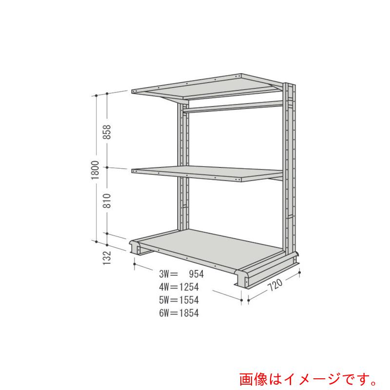 【別途送料あり】日本ファイリング　スチール製軽中量ボルトレス棚　キャンチラック単式増結１連　間口１５５４×奥行７２０×高さ１８００ｍｍ　１５０ｋｇ　【品番：CR65L-S3B】