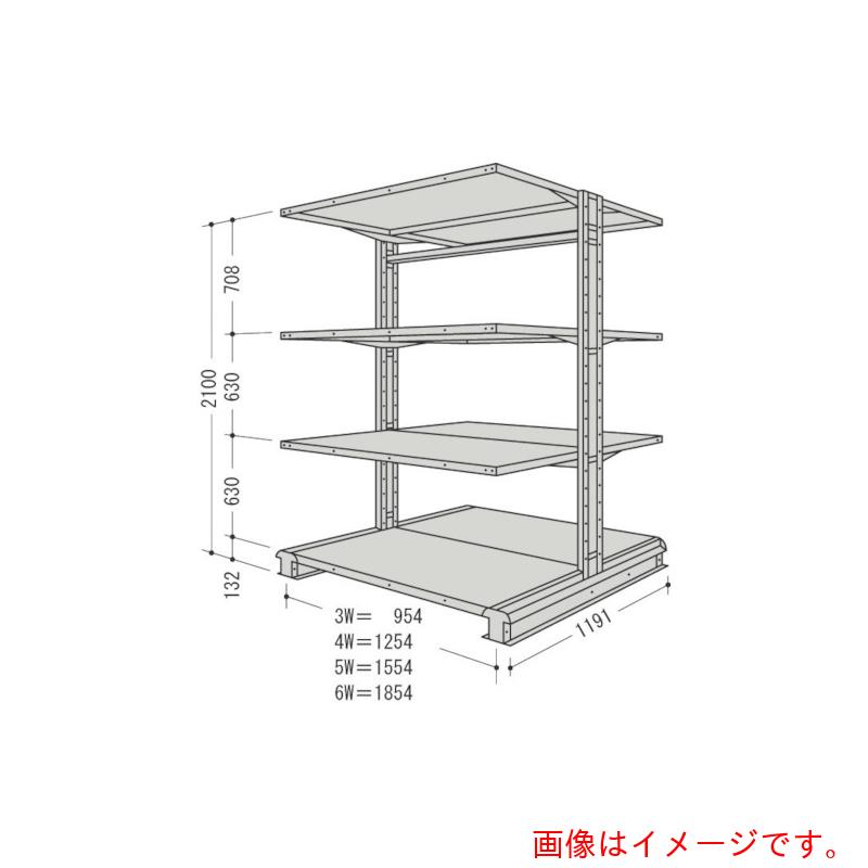 【別途送料あり】日本ファイリング　キャンチラック複式増結１連Ｗ１２５４Ｄ１１９１Ｈ２１００Ｆ４　【品番：CR74L-W4B】